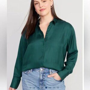 Old Navy Women’s XL Deep Emerald Button Down Shirt